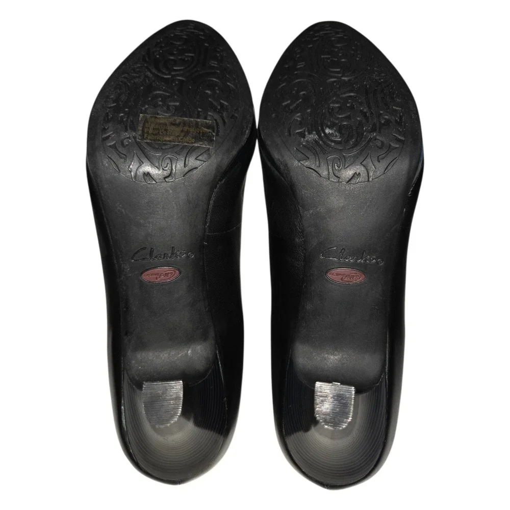 Clarks‎ Artisan Womens Black Leather Round Toe Platform Pumps Heels Size 9